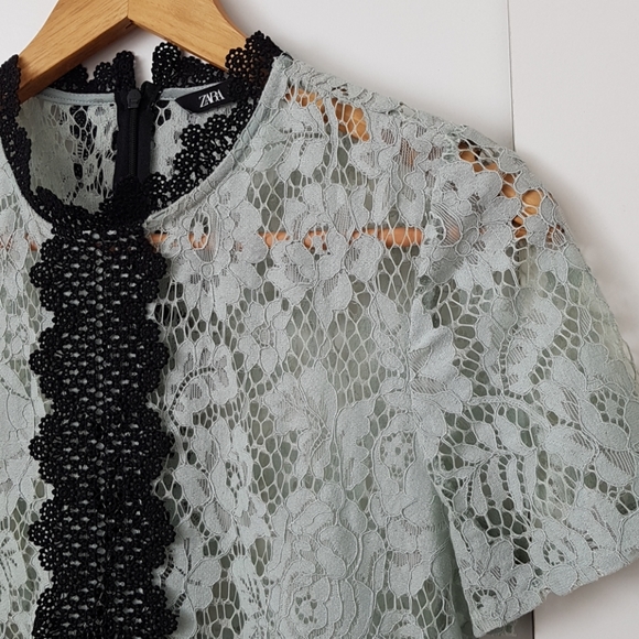 Mint and black lace top - Picture 2 of 3